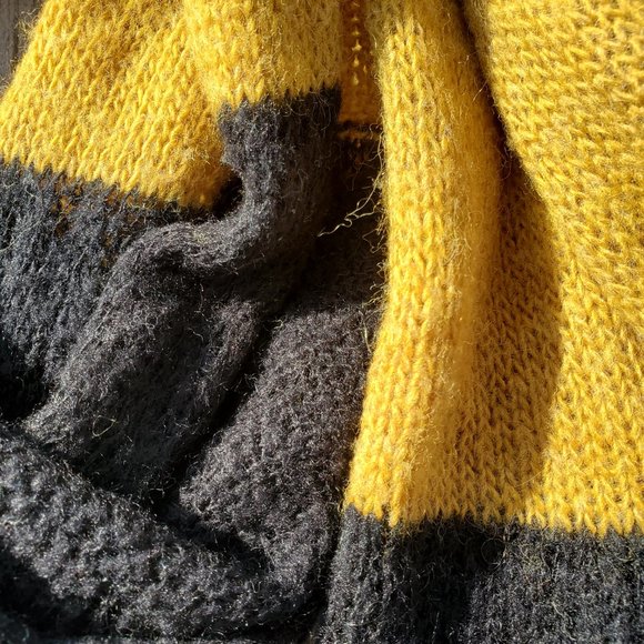 Fratelli Talli Black Golden Yellow Striped Scarf - Picture 3 of 6